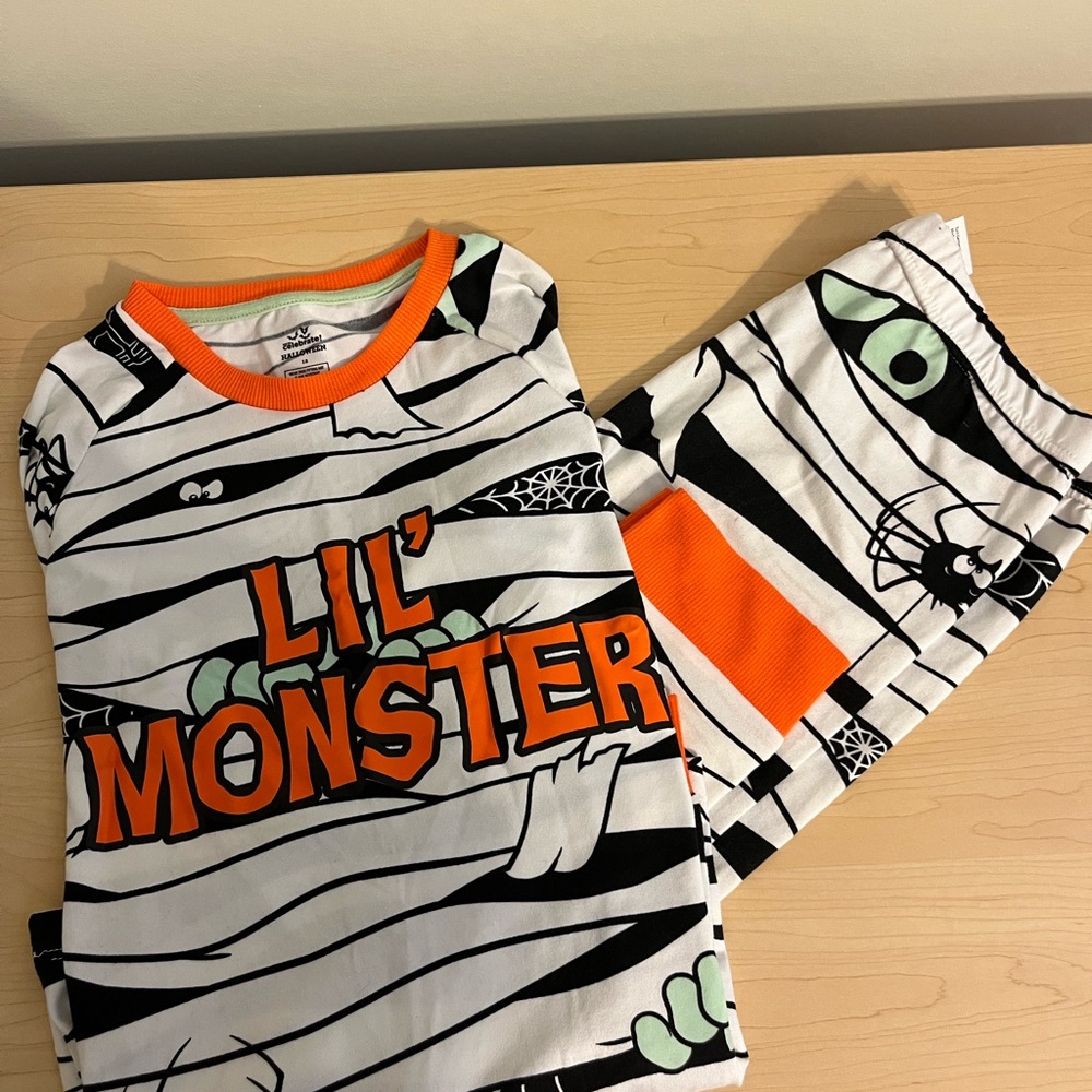 Lil' Monster Kids Pajama Set - Black, White, and Orange